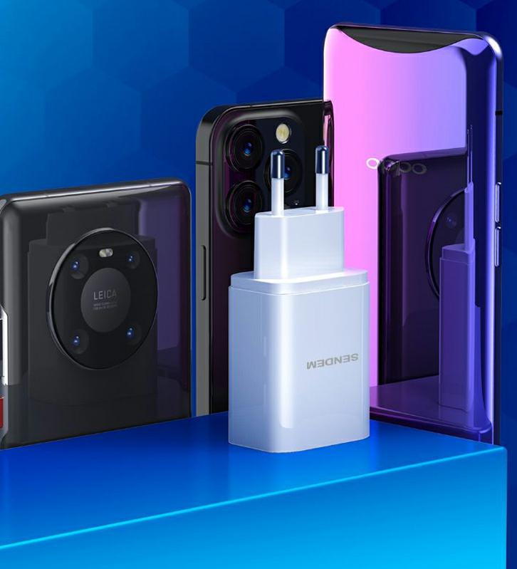 SENDEM OG36 1xUSB+LIGHTNING QC 3.0 bianco