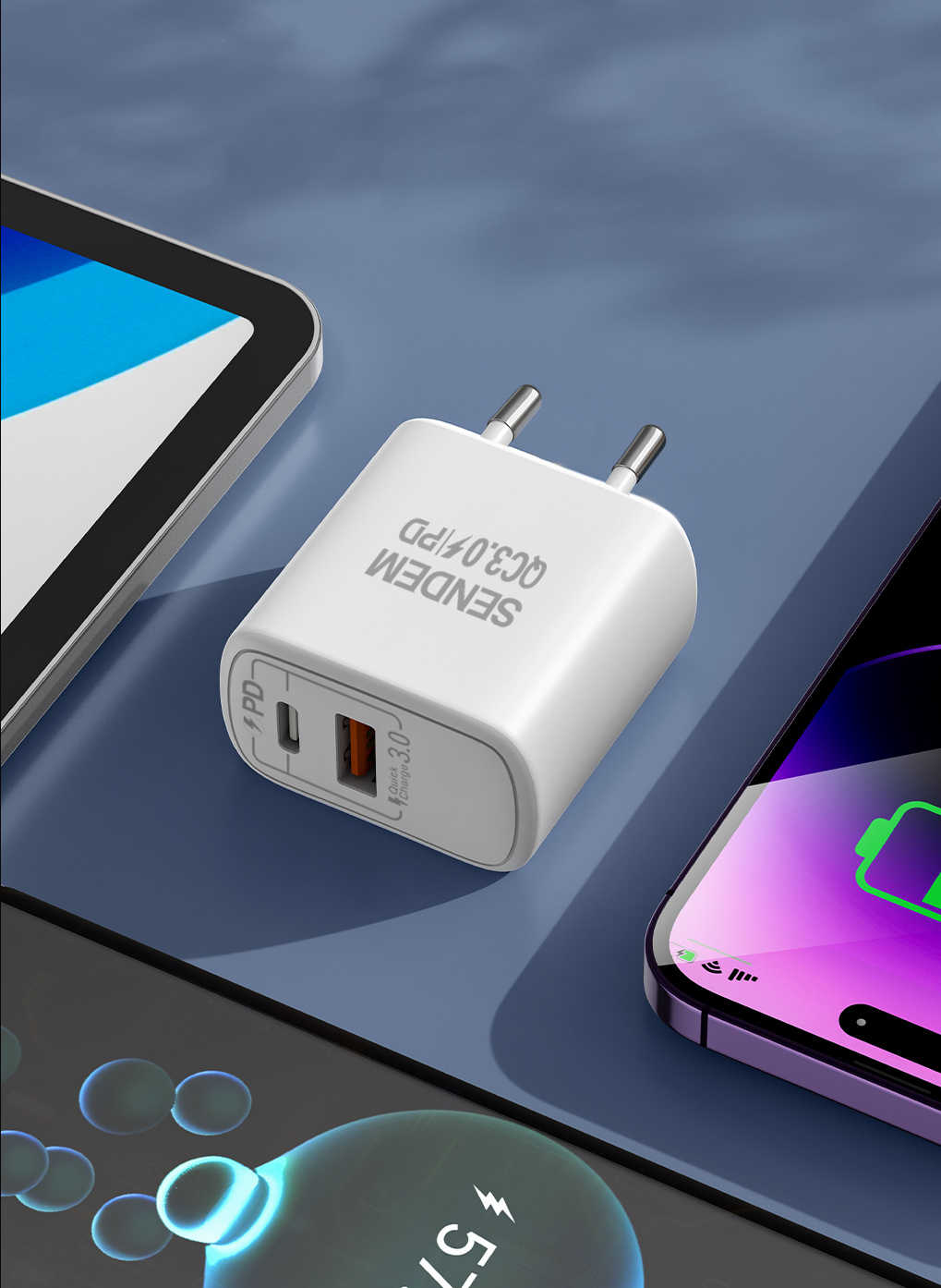 SENDEM OG89 USB-A+USB-C+C2L QC+PD 25W